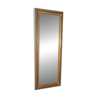 Rectangular mirror in carved and gilded antique painted wood 85.5/31.6