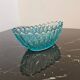 Vintage blue-green turquoise plate in cut and relief glass.