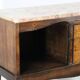Vintage wooden and marble console table – classic style curved legs, 1950s