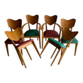 Set of rare heart-shaped back chairs by René-Jean Caillette (1950s)