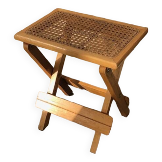 Wooden and cane bedside table