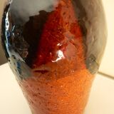 Ceramic vase, chamotte terracotta, enamelled, signature to be identified, vintage