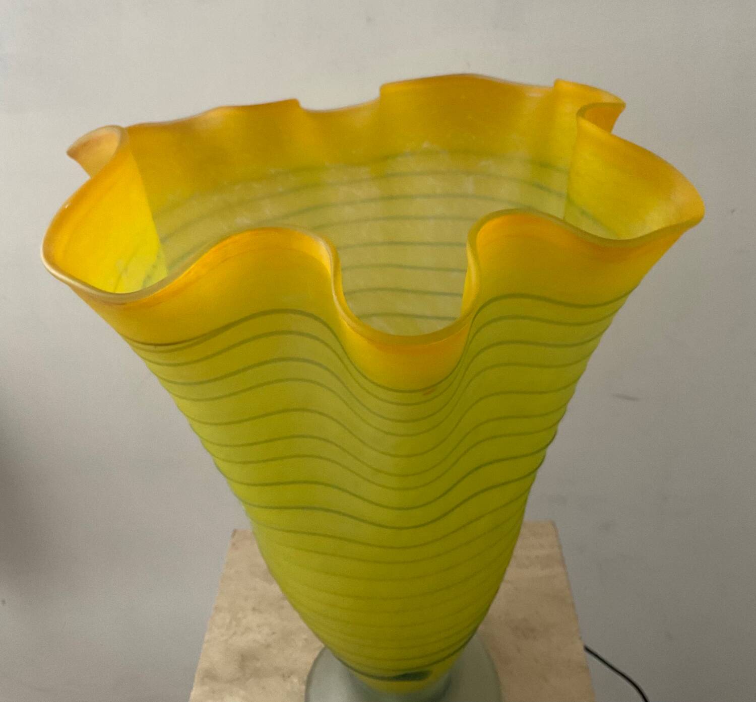 Vintage glass paste lamp with handkerchief neck