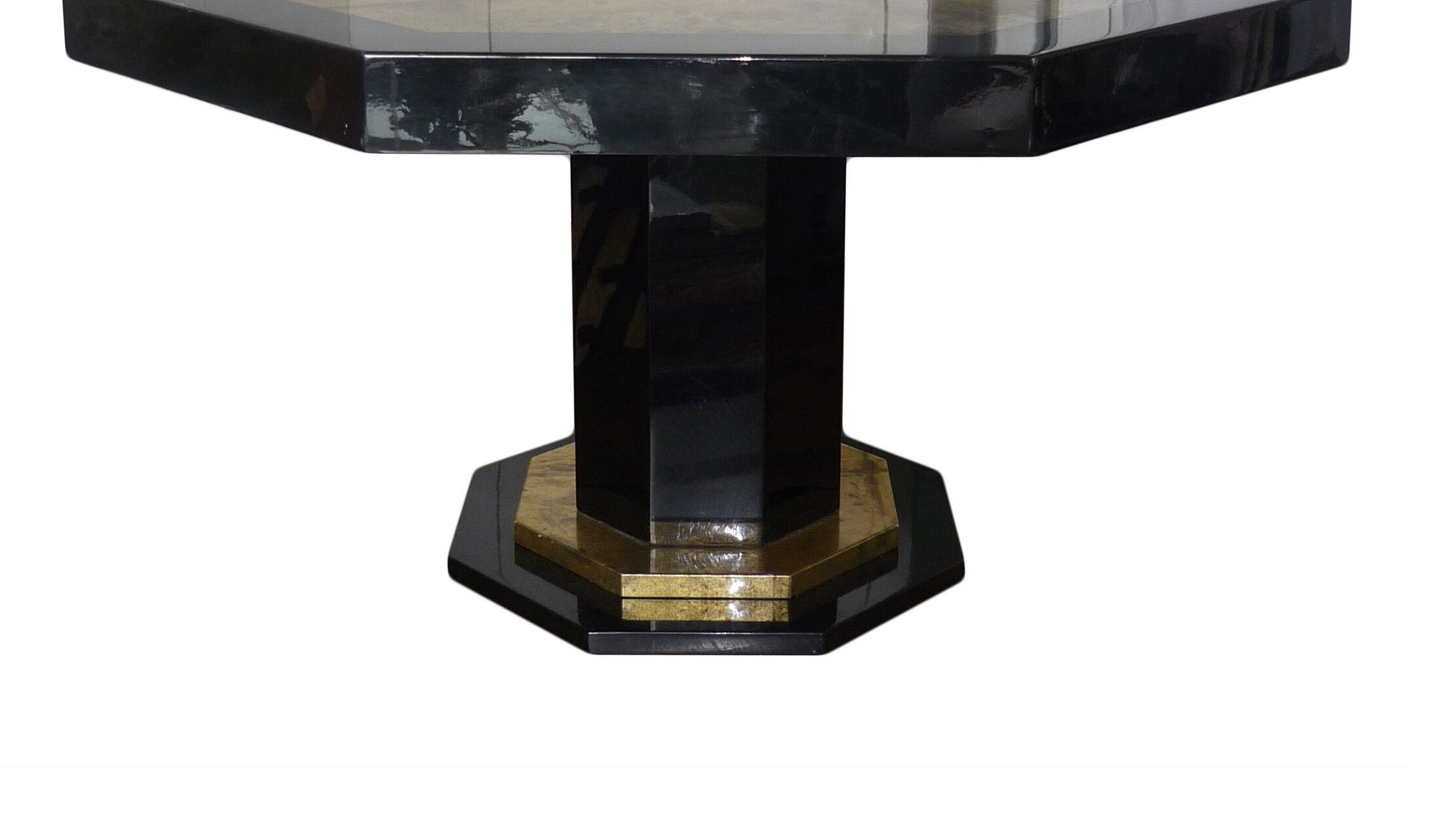 Dining room table in black lacquered hexagonal shape