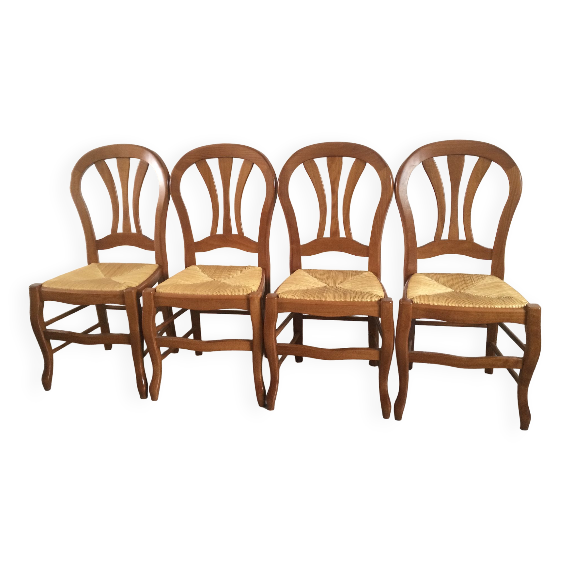 Series of 4 cherry wood chairs