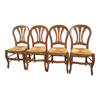 Series of 4 cherry wood chairs