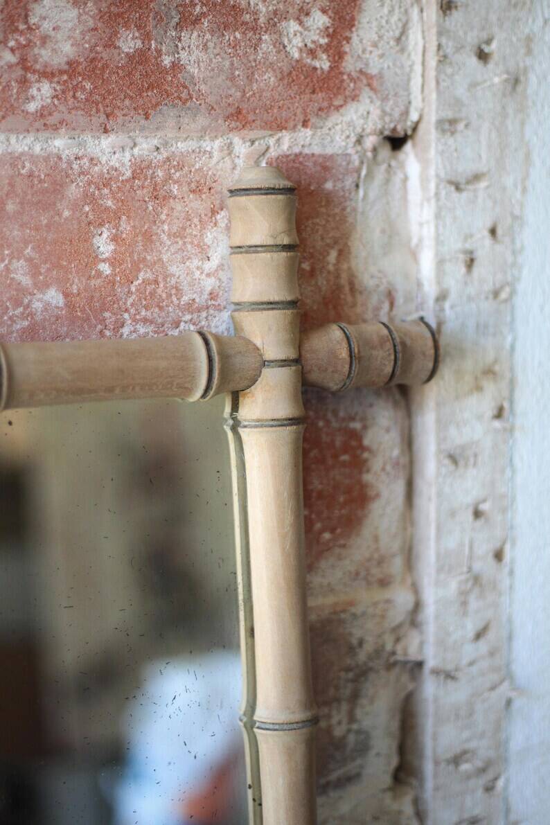 Miroir bois imitation bambou, miroir ancien, miroir à suspendre, déco intérieur