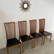 Set of 4 high back chairs in wood and imitation leather Italian design Calligaris