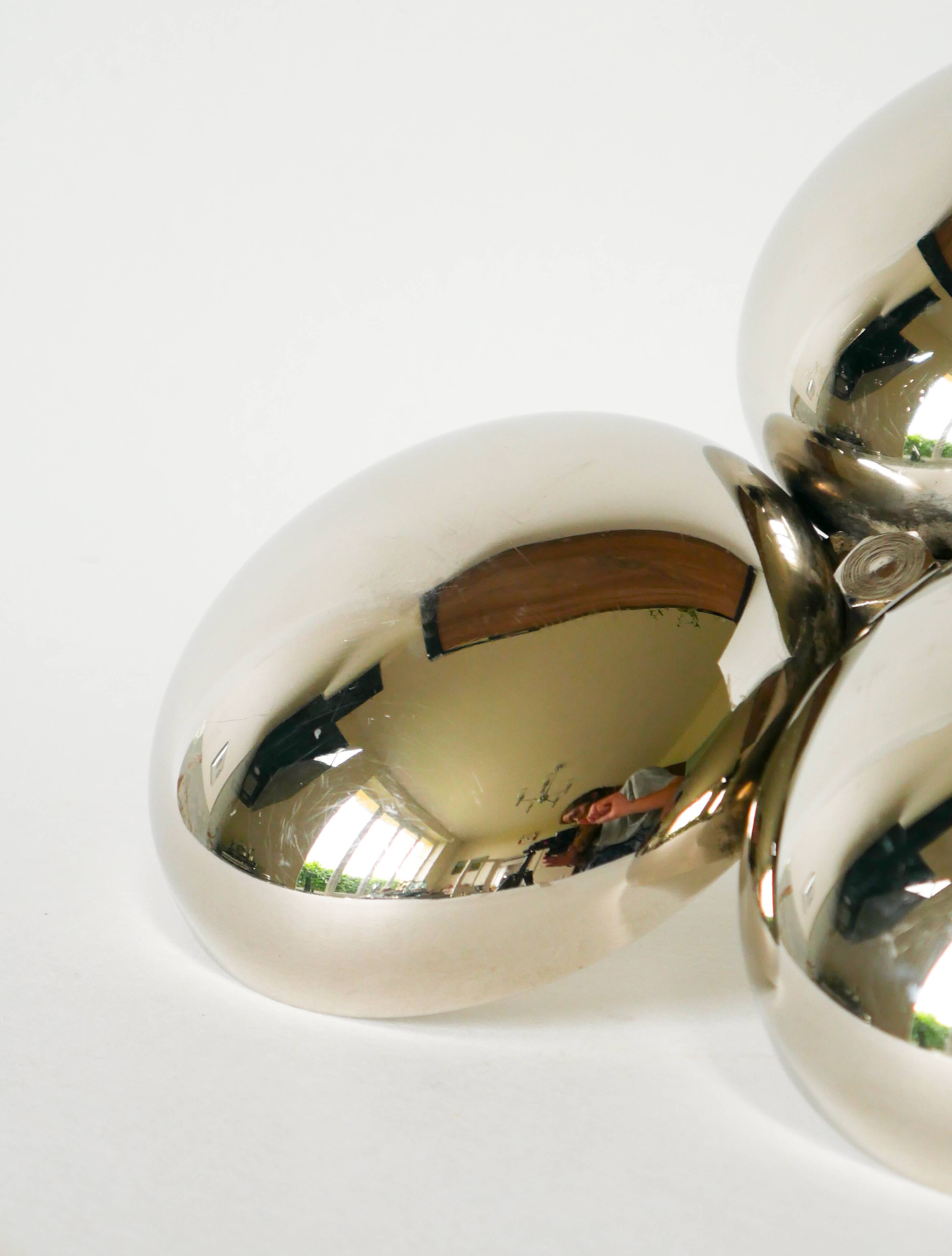 Triple silver-plated metal pocket emptier, Pinecone model, 1950 - 23 X 11 cm