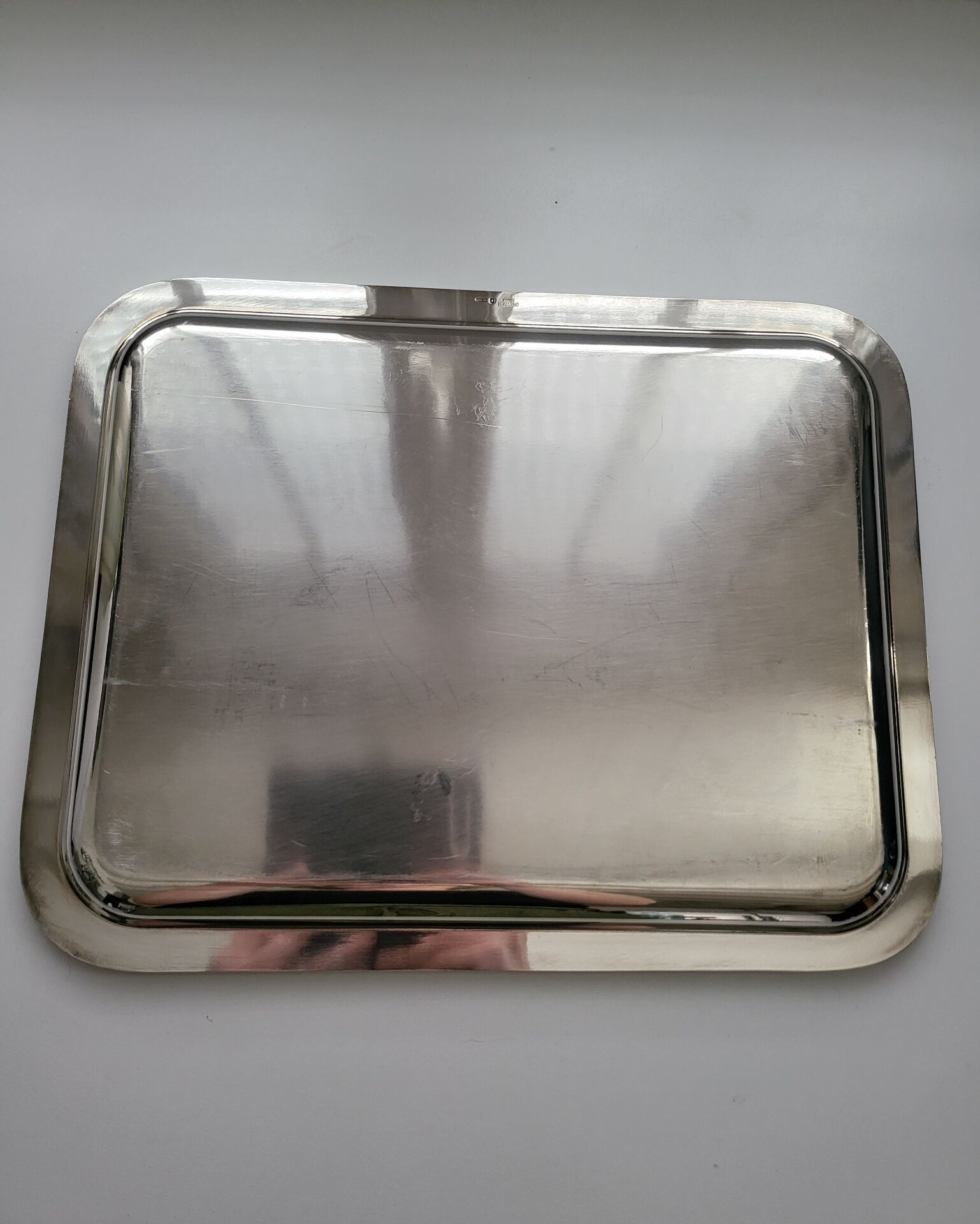 Large silver-plated metal serving platter Christofle Gallia collection