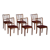 Ensemble de 6 chaises de salle à manger modernes danoises classiques, en chêne et sièges rembourrés, années 1950