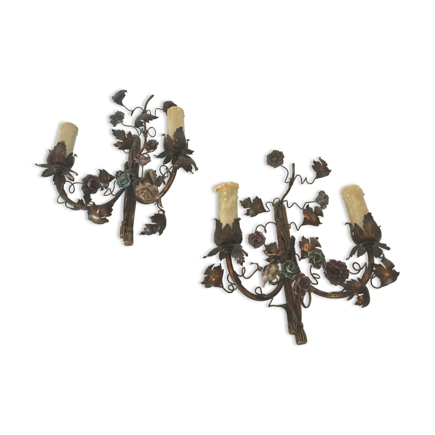 Pair of gilded metal sconces