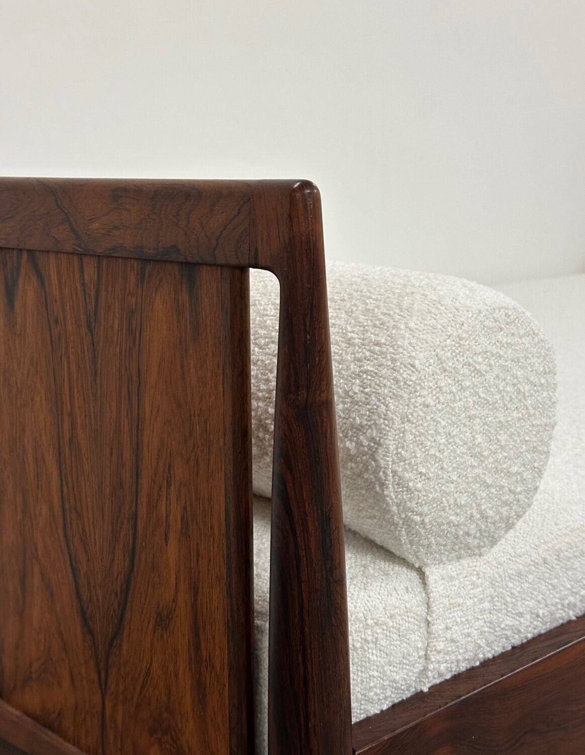 Danish Palisander Bed Daybed in Bouclé 1960s