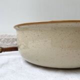 Beige speckled stoneware salad bowl Tulowice Poland 1970
