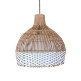 Suspension en bambou, chargé à motifs 40x40 cm, couleur blanche et naturelle, noir cablo