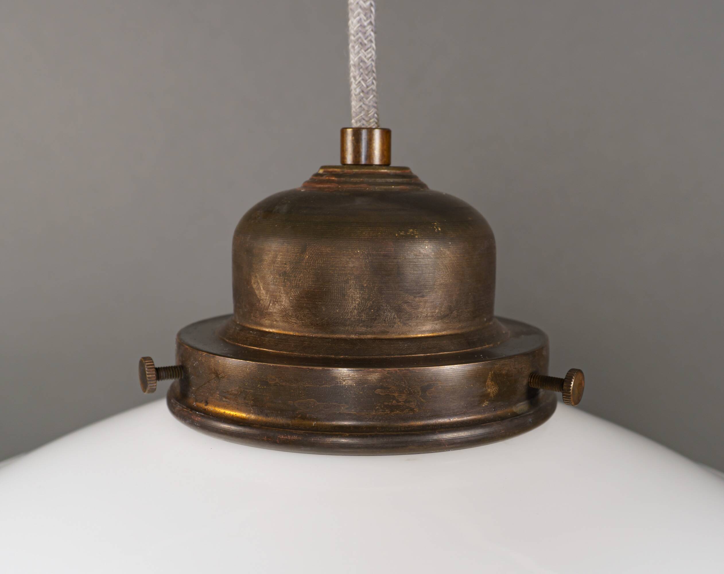 English Edwardian Opaline Glass School / Chapel Pendant Lamp