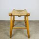 Bull stool straw and wood, Swiss design, 1950s