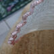 Large vintage Murano suspension in textured glass with a pink edge.