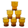 Set of 6 amber glass glasses, Pernod, 1970