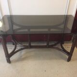 Bamboo table with smoked glass top
