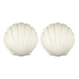 Pair of Shell-Shaped Opaline Glass Wall Lamps from Limburg, Germany, 1970s