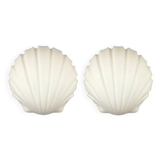 Pair of Shell-Shaped Opaline Glass Wall Lamps from Limburg, Germany, 1970s