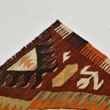 5x9 Dark Red & Cream Turkish Antique Kilim Rug, 150x271Cm