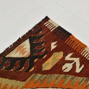 5x9 Dark Red & Cream Turkish Antique Kilim Rug, 150x271Cm