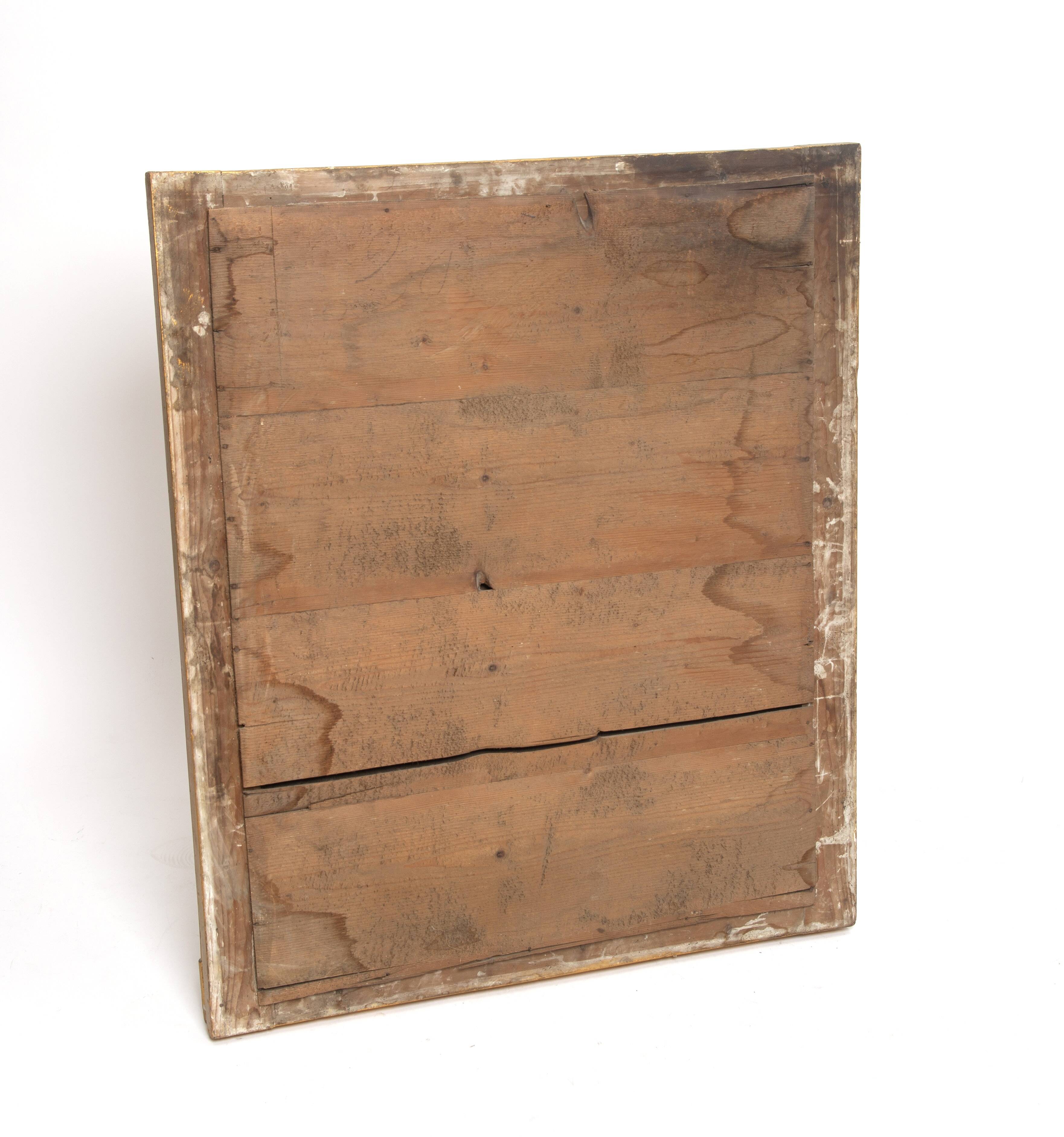 Ancien miroir doré avec glace au mercure, XIXe siècle