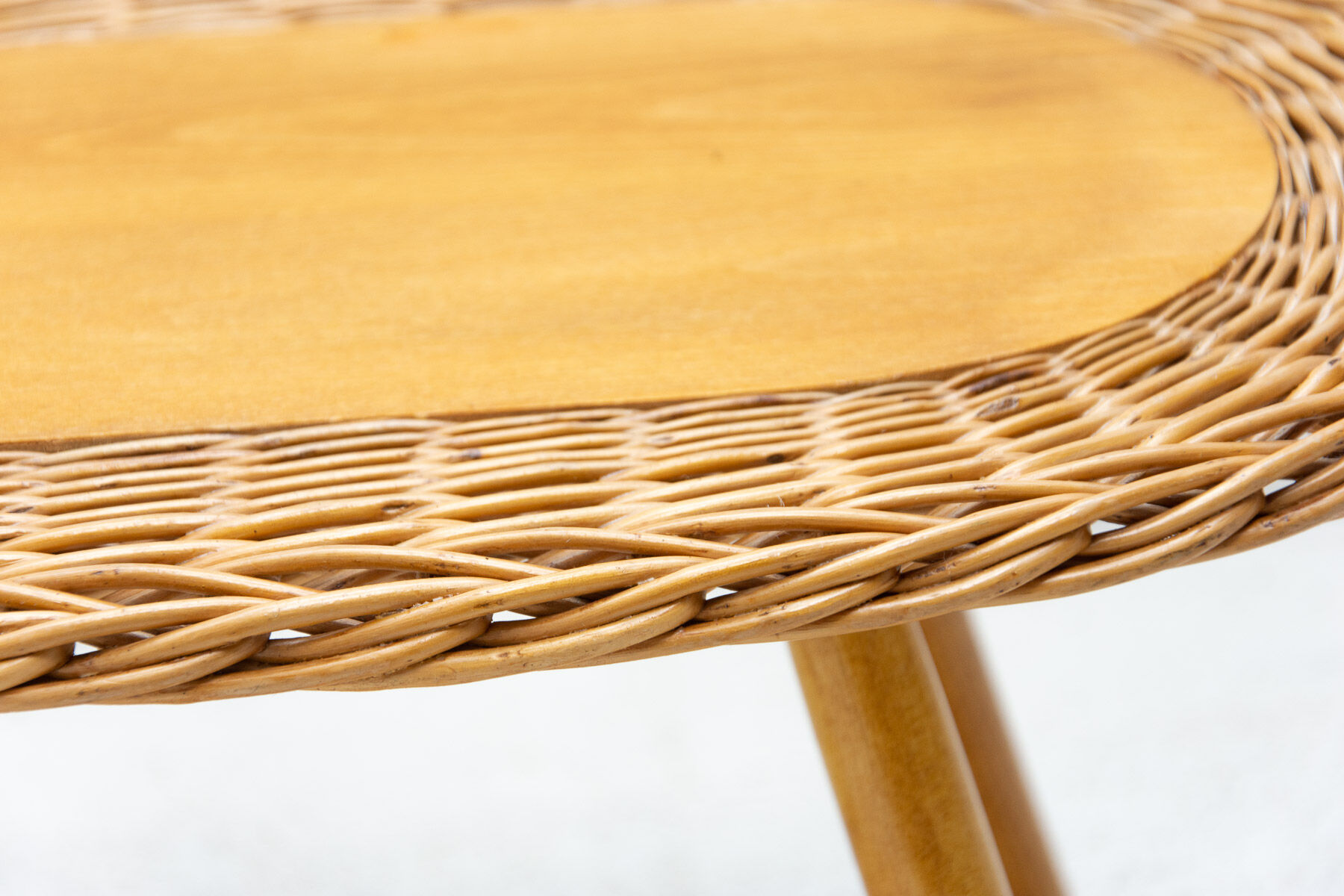 Mid century rattan stool by Jan Kalous for ÚLUV, 1960´s, Czechoslovakia