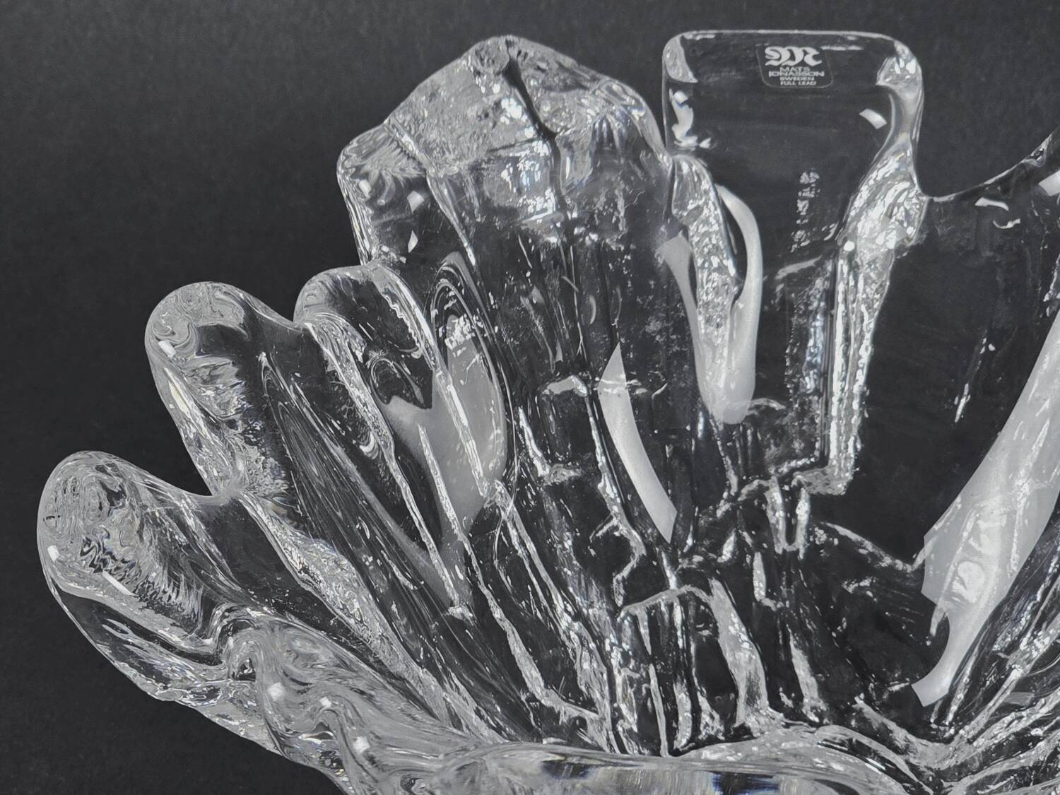 Vintage 1970s Maleras 'Isak' Art Glass Crystal Bowl By Mats Jonasson.