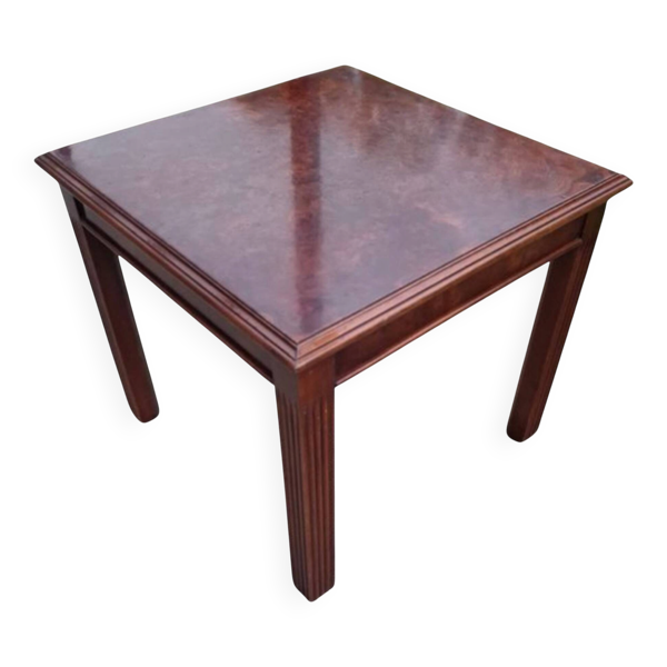 Table d’appoint en loupe d’acajou – Style néoclassique, années 1970