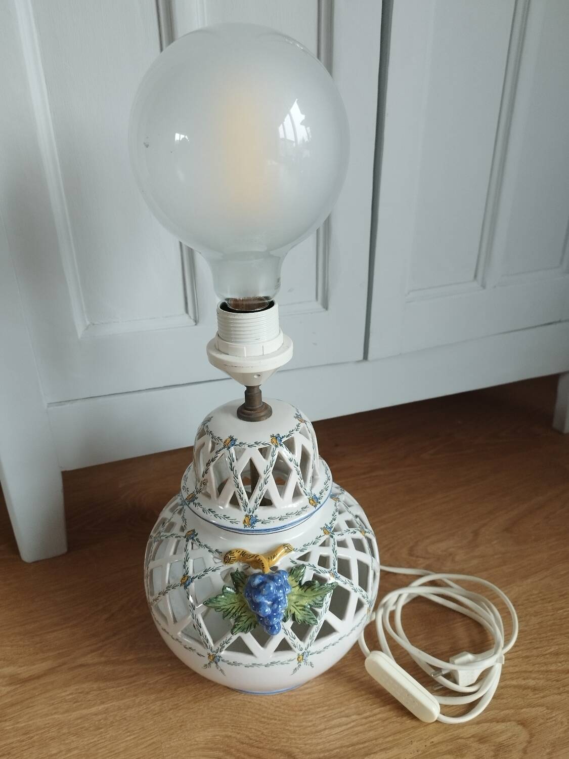 Lampshade with openwork from the Malicorne pottery.