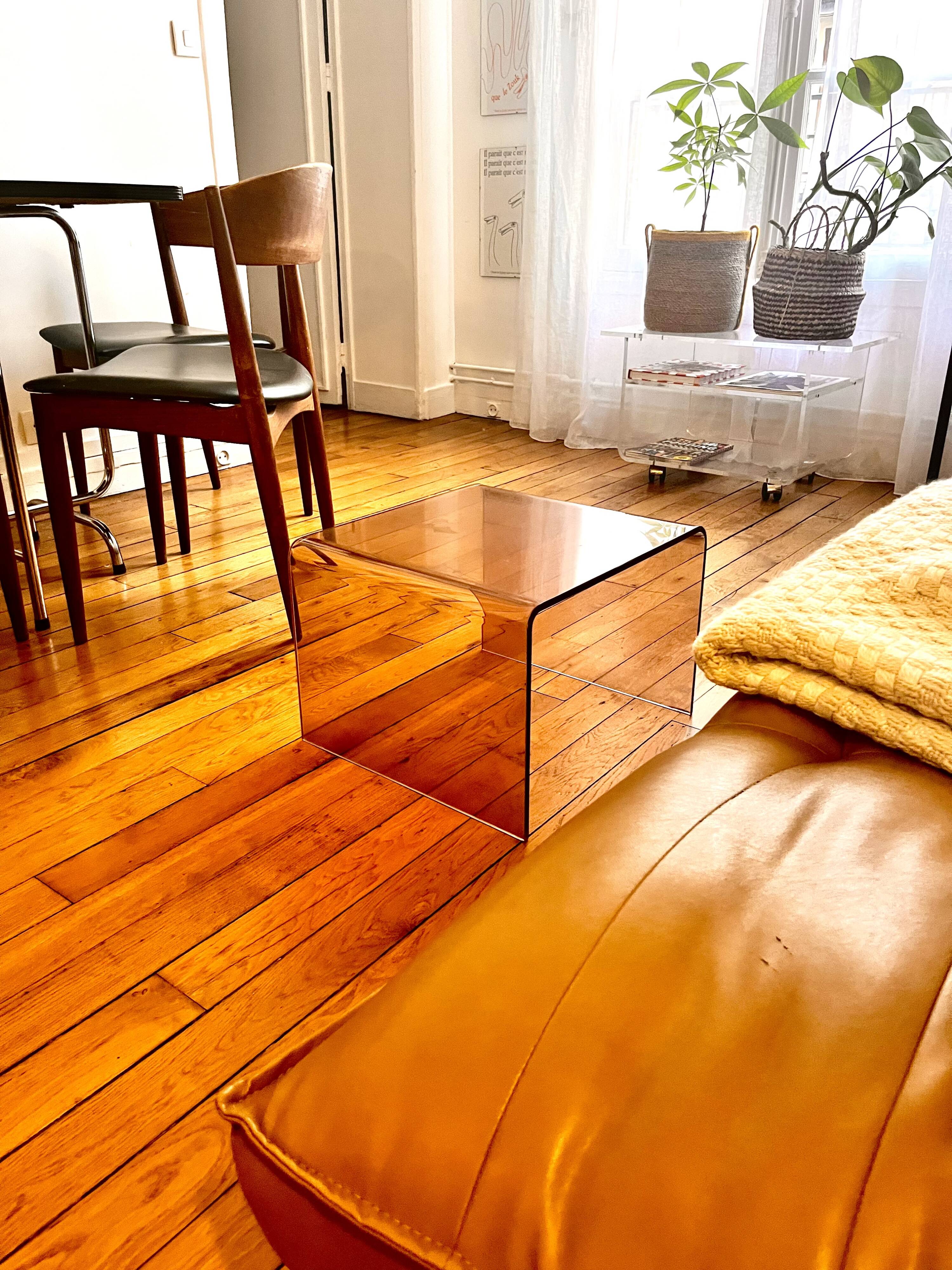 Table basse vintage Plexiglas Michel dumas