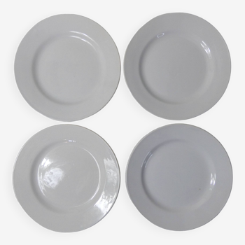 4 assiettes plates blanches Digoin Sarreguemines