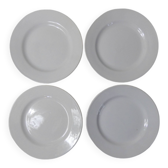4 assiettes plates blanches Digoin Sarreguemines