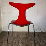 Set of 4 red chairs Delphi Design Gino Carollo Ciacci Kreaty Italy
