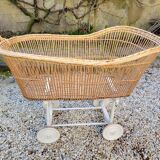 Wicker cradle on wheels, late 19th century