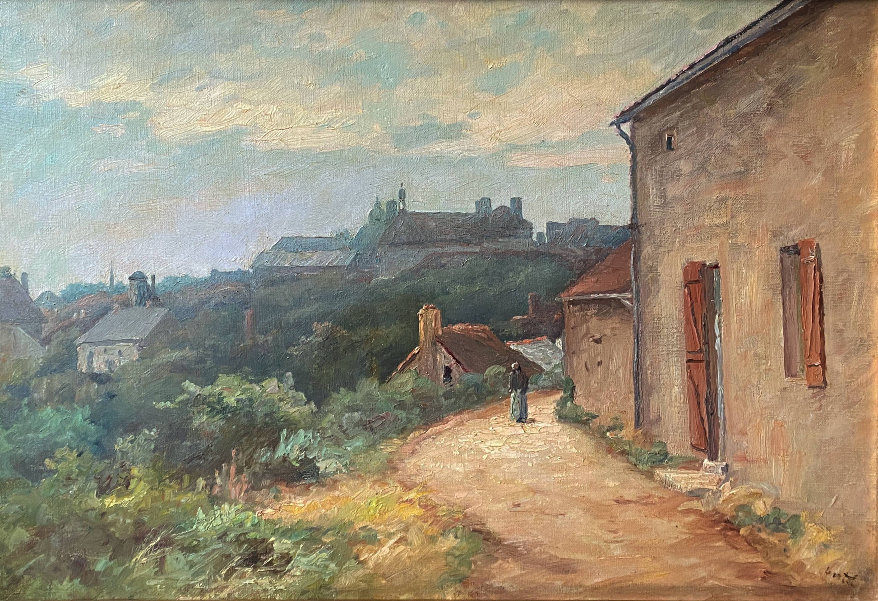 Hst painting "animated landscape" by hf vertet (1847-1924) known as l'abbé vertet