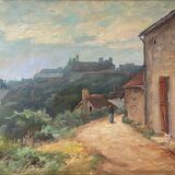 Hst painting "animated landscape" by hf vertet (1847-1924) known as l'abbé vertet