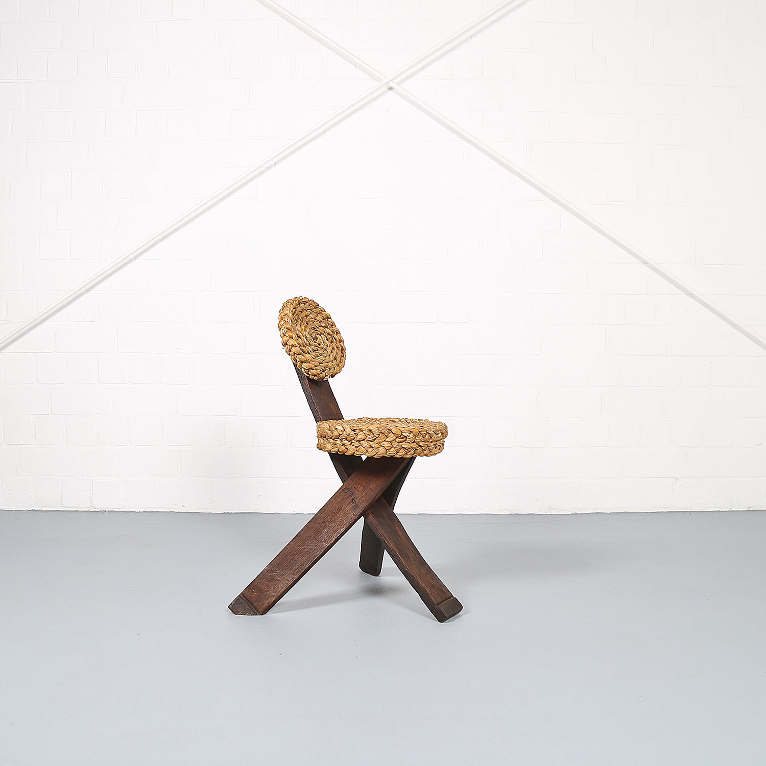 Original set of 4 tripod chairs by Frida Minet and Adrien Audoux, 1950s, France