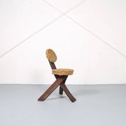 Original set of 4 tripod chairs by Frida Minet and Adrien Audoux, 1950s, France