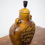 vintage enamelled terracotta lamp, table lamp, lampshade lamp, pottery, home decor, lamp