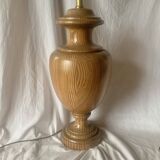 Large vintage lamp base in solid wood and chrome metal