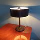 Brown leather desk lamp and brass foot, 70s