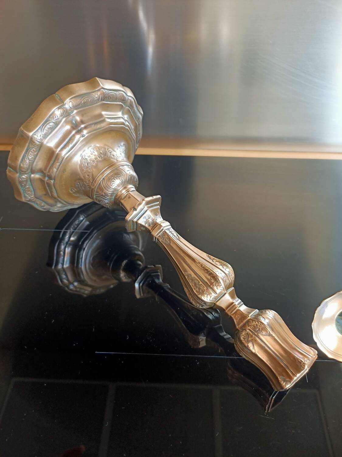 18th century chiseled bronze candlestick