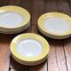Vintage 1960s crockery service, wide yellow-brimed