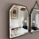 Vintage 1920s triptych barber mirror Art Deco hexagonal crystal - 33 x 78 cm
