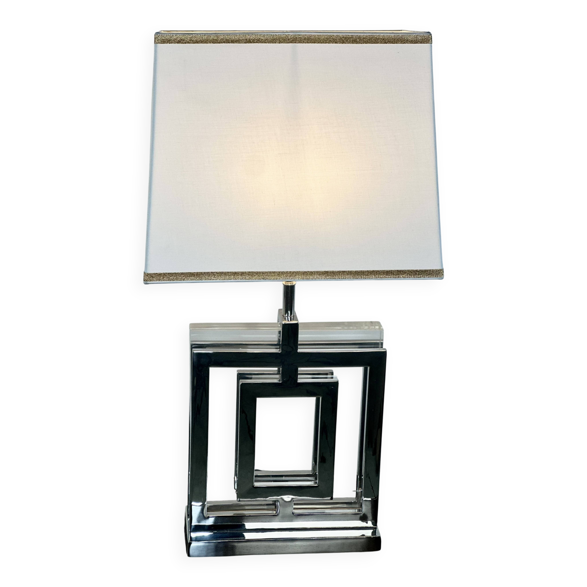 Lampe style Art déco en aluminium chromé et altuglas, années 2000