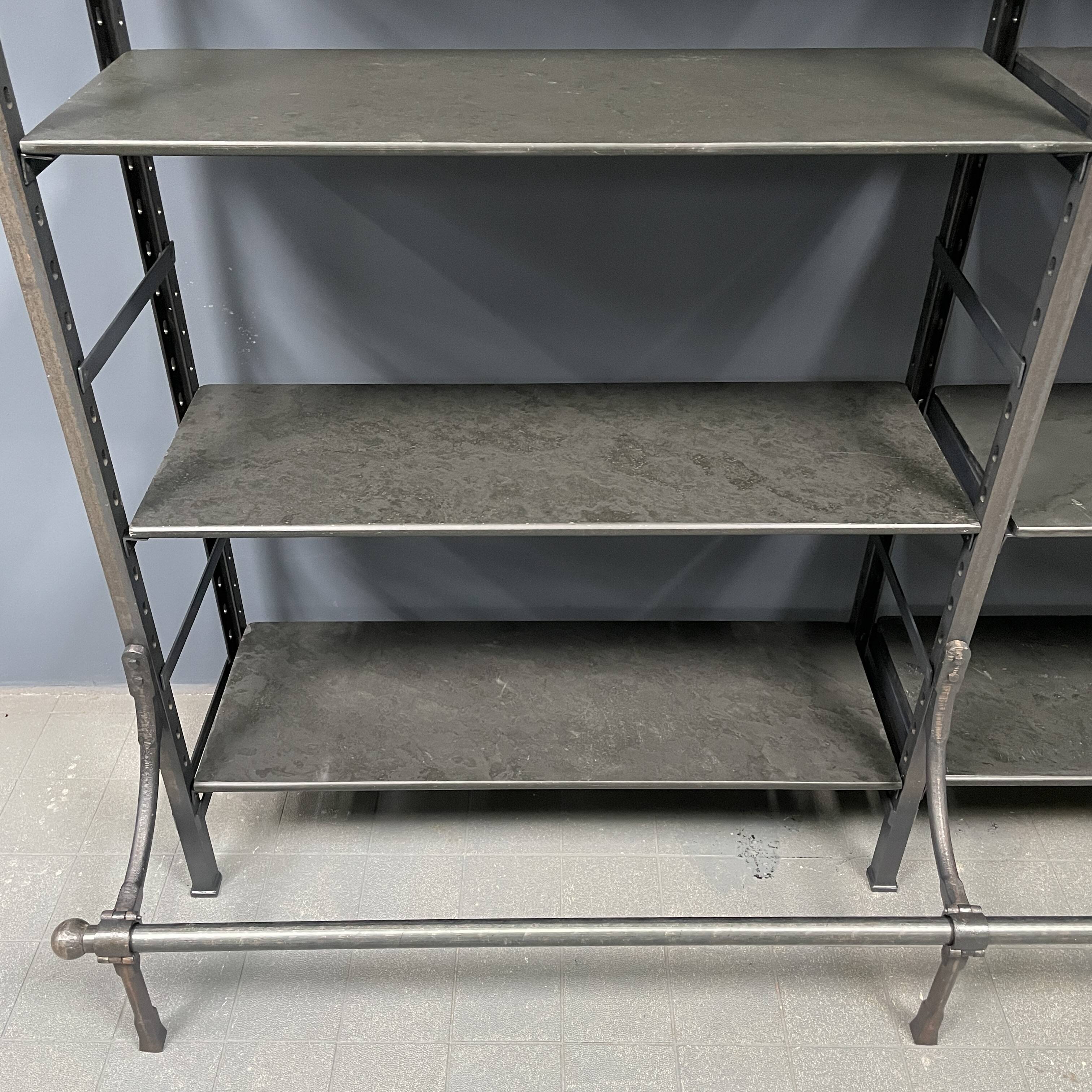 Industrial Iron Library Wall Shelving Cabinet